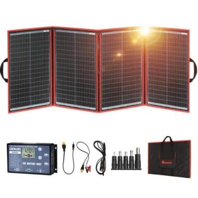 DOKIO-Solarpanel-Faltbar-200W-18V-Kit-Monokristalline-mit-Solar-Ladegeraet-LCD-Anzeige-2-USB-Ausgang-und-Kabel-Fuer-12V-Kfz-Batterie-AGM-GE